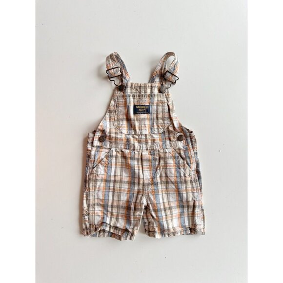 Lot of 2 Unisex Baby Size 12 Month Overalls - LEVI'S Denim & OSHKOSH Plaid - Picture 8 of 13